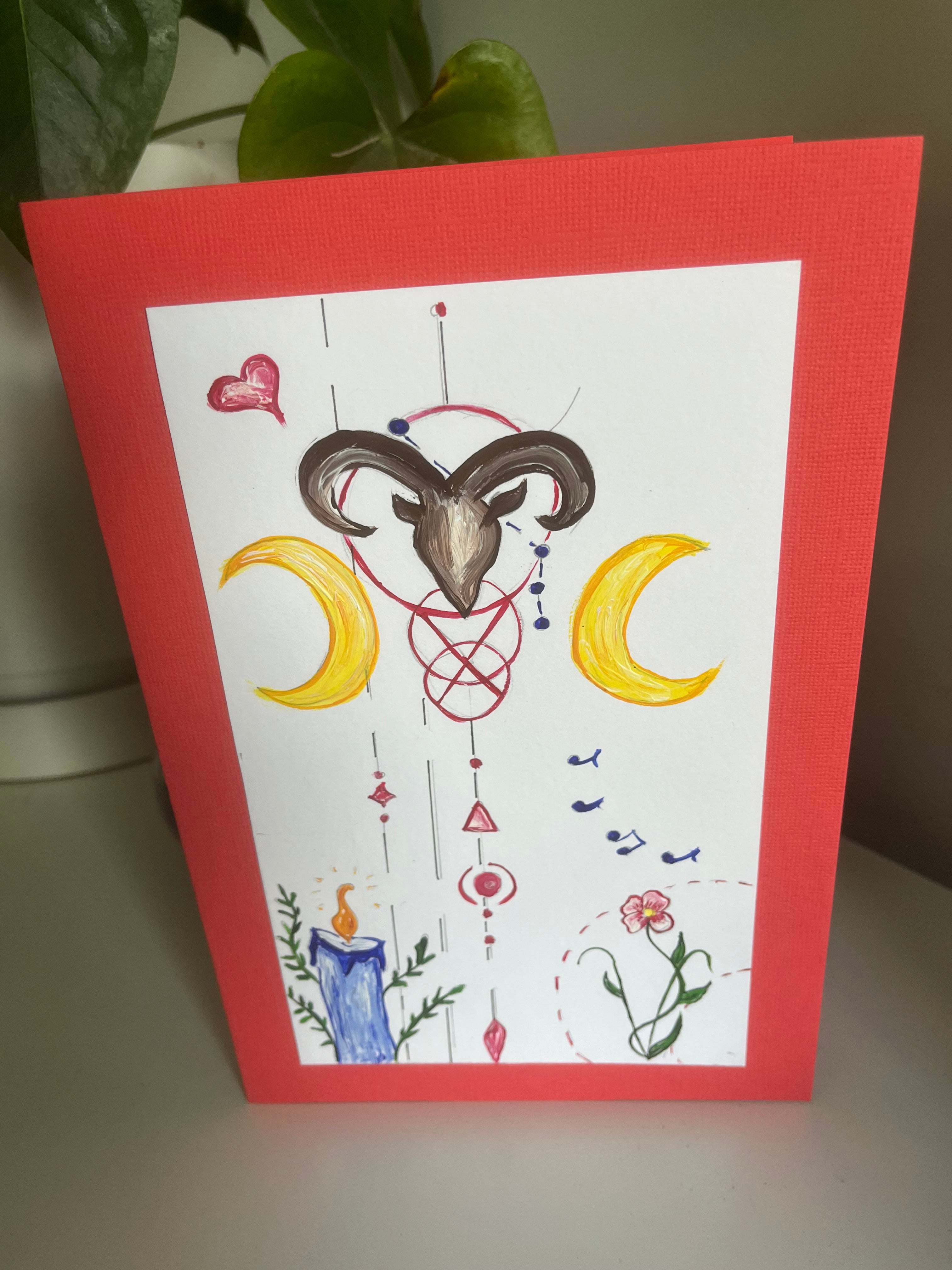 Hand painted star sign greeting card- Aries