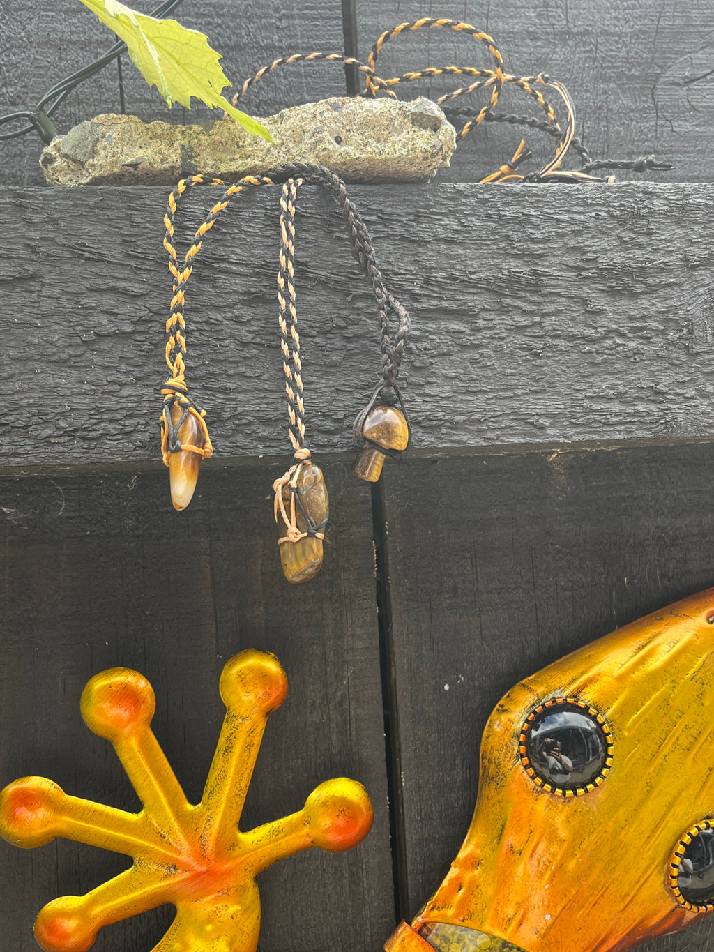 Tigers Eye Macrame Crystal Necklaces