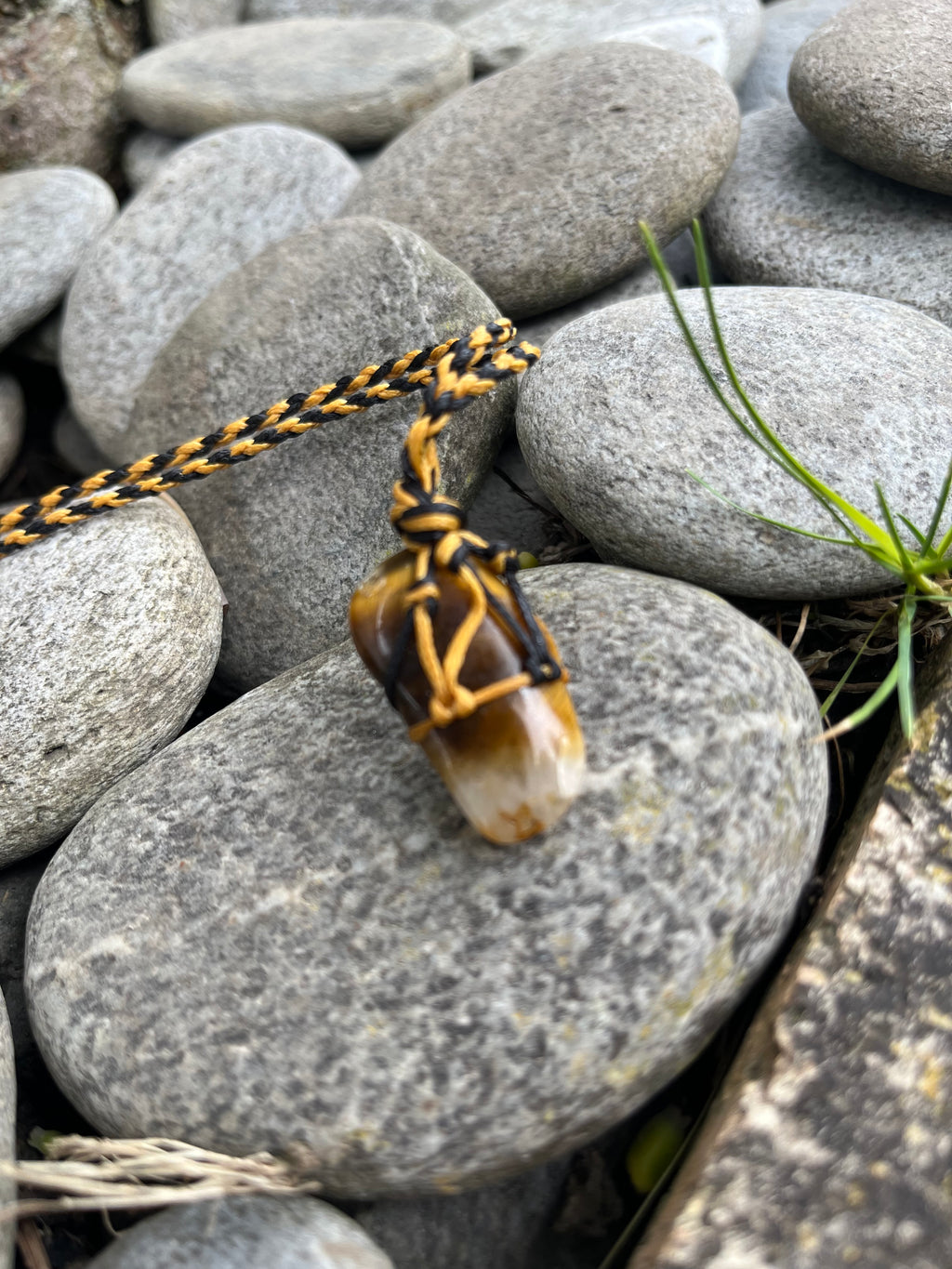 Tigers Eye Macrame Crystal Necklaces